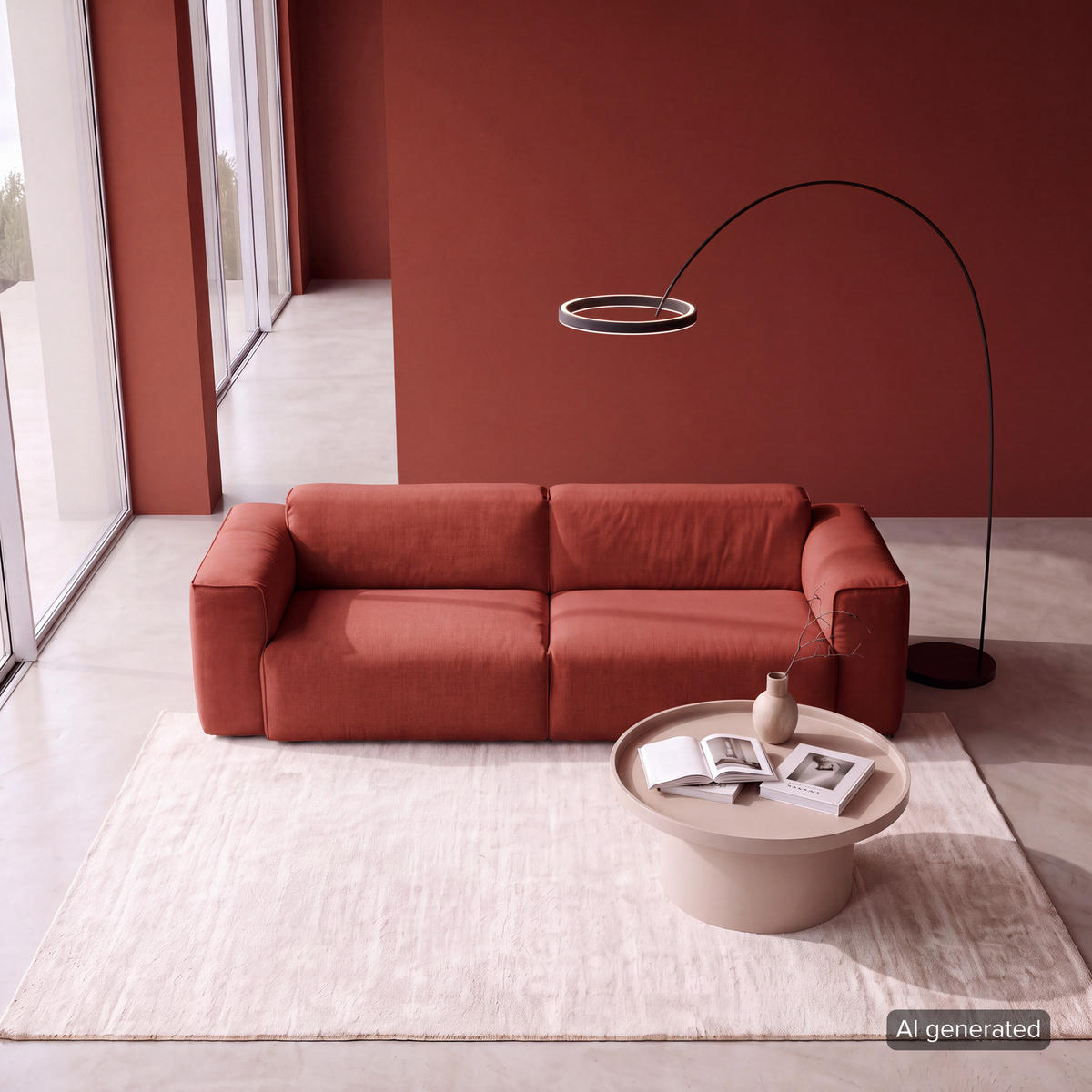 3-SITZER SOFA - Rot/Schwarz, Kunststoff/Textil (251/71/102cm) - home24