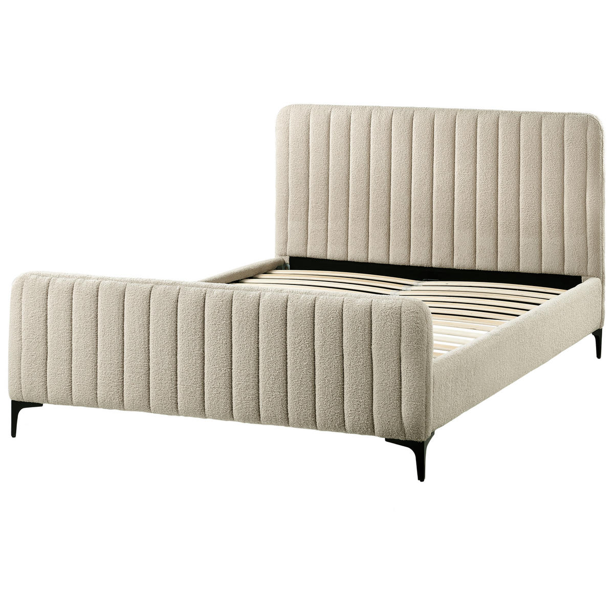 POLSTERBETT mit Lattenrost 140x200 cm Beige Lunan - Beige, Textil (140/200cm) - Beliani