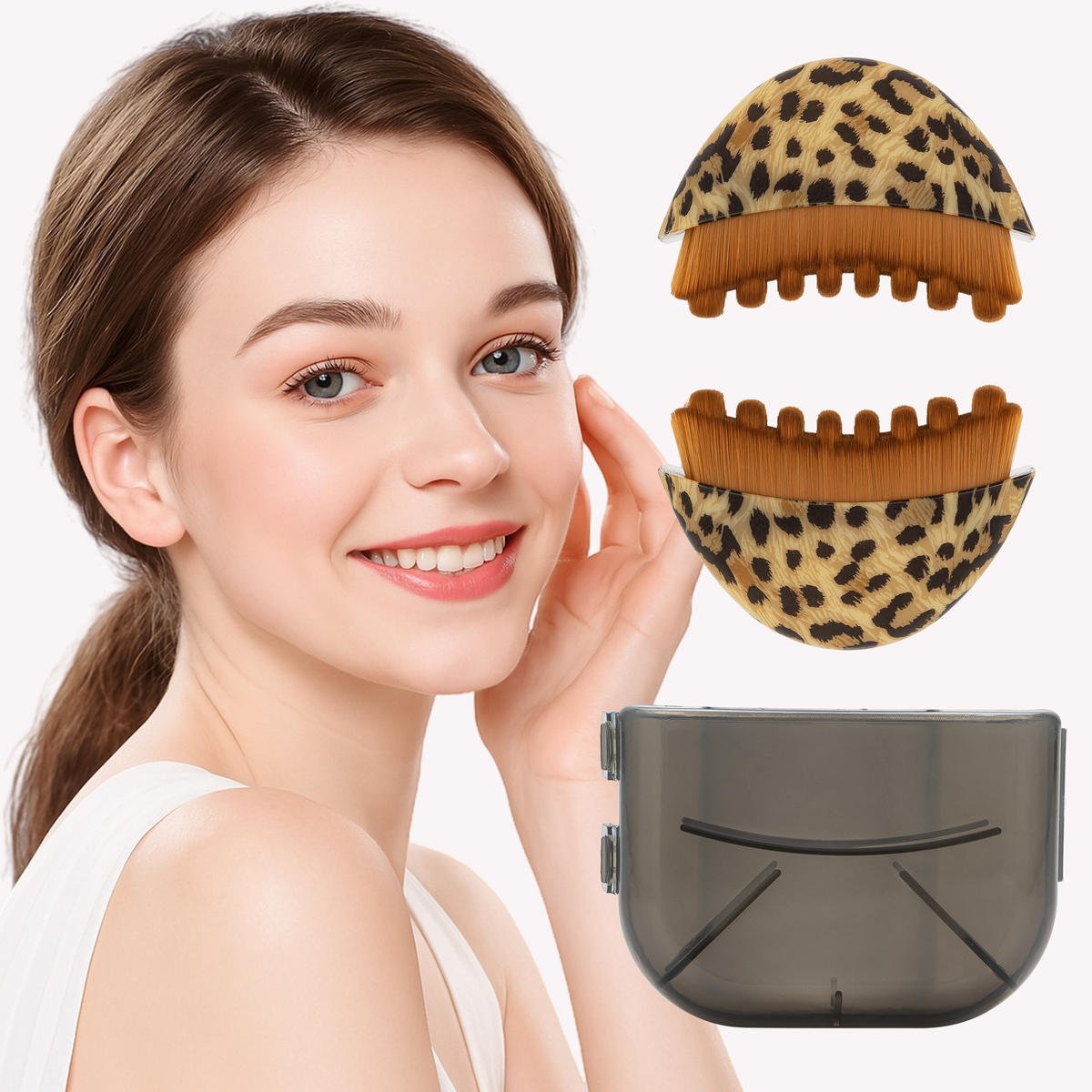 GESICHTSBÜRSTE für Lymphdrainage und Konturpflege,2 Stück - Gelb, Textil (6/2/7cm) - Kaket