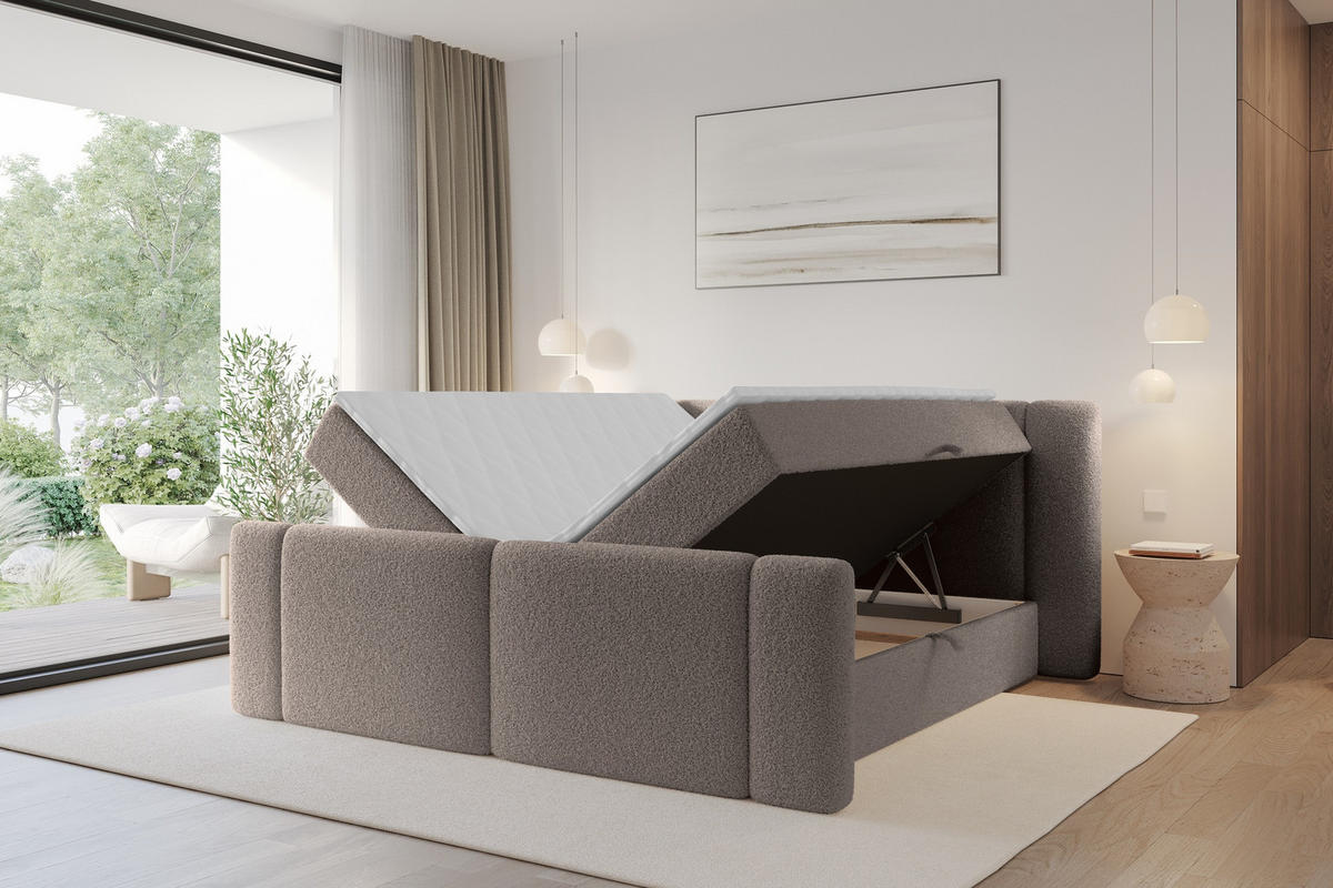 BOXBETT mit Matratze H4 - EVON Zanozek - 140x200 cm Braun - Braun, Holzwerkstoff (140/200cm) - ALTDECOR