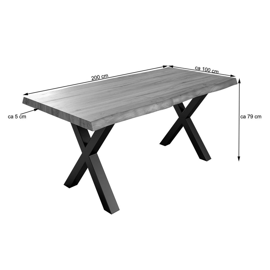 Thumbnail - SAM Esstisch, Braun, Holz, Echtholz,Akazie, Rechteckig,Quadratisch, X-Form, 200x79x100 cm, Esszimmer, Tische, Esstische