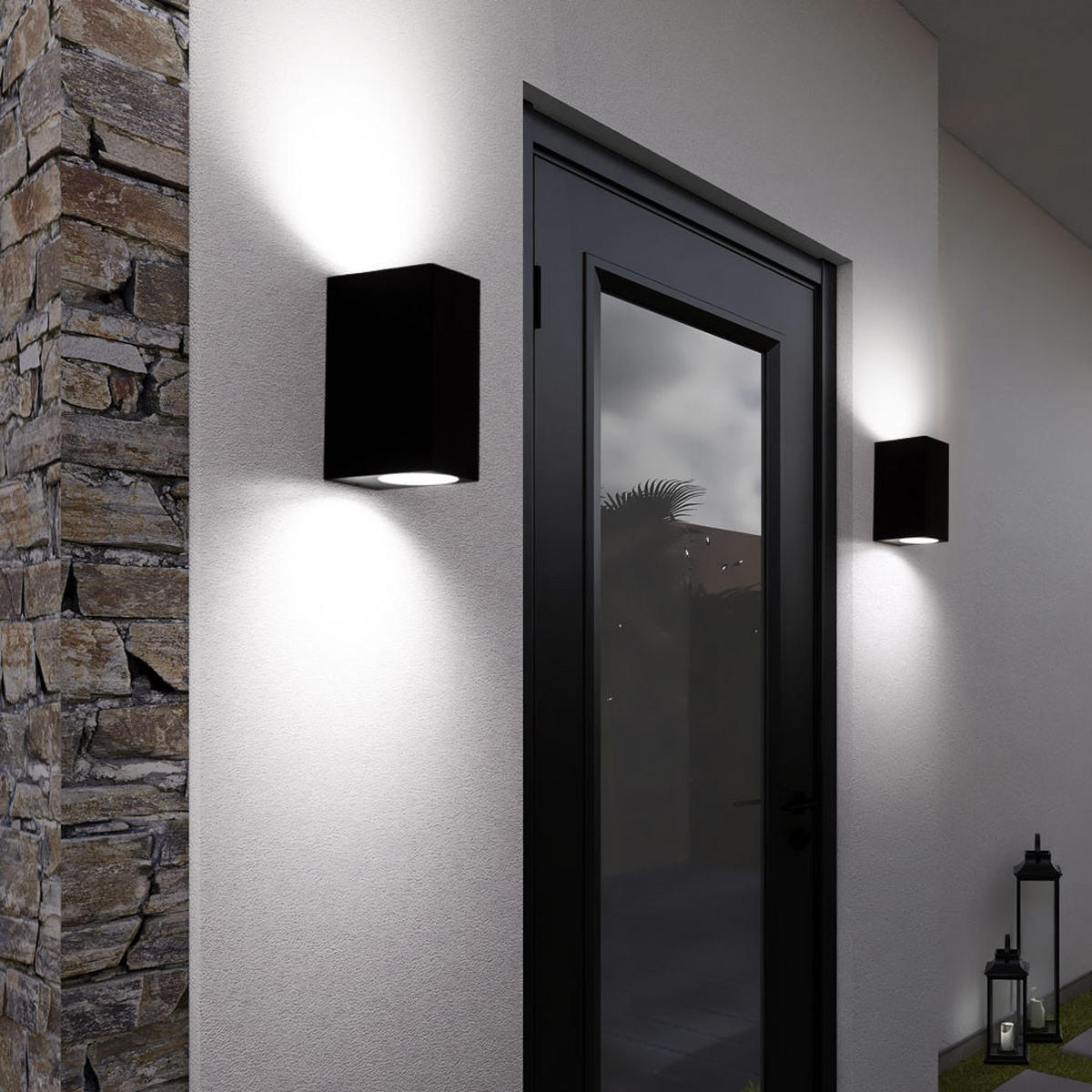 LED AUSSEN-WANDLEUCHTE Aluminium Schwarz - Schwarz, Metall (6.8/15/9.2cm)