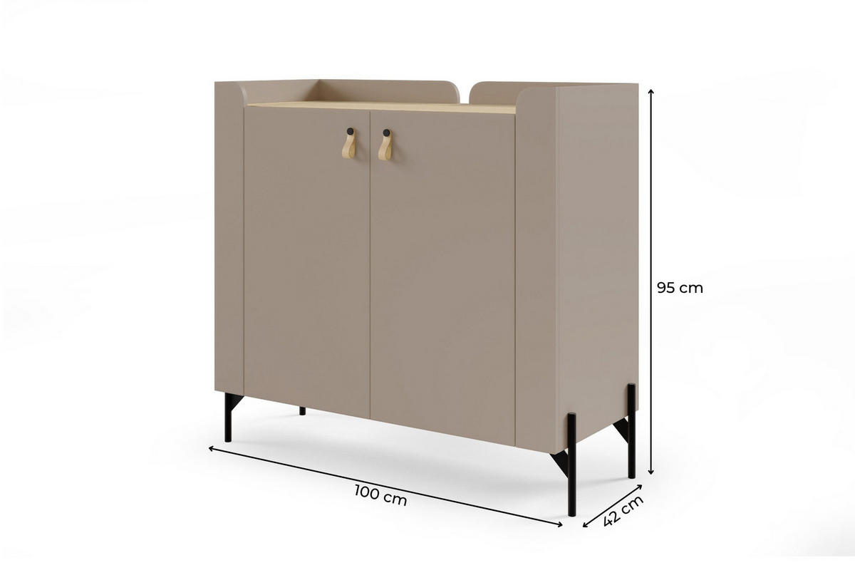 KOMMODE SOVI 07 100 / 95 / 42 cm in Porcini / Eiche Mavelie - Greige/Eichefarben, Holzwerkstoff (100/95/42cm) - Deine Möbel 24