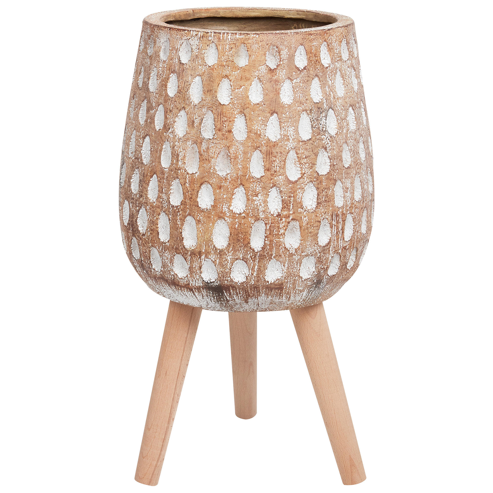 BLUMENTOPF Braun Asclepias - Hellbraun/Braun, Stein (61cm) - Beliani