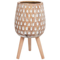 BLUMENTOPF Braun Asclepias - Hellbraun/Braun, Stein (61cm) - Beliani