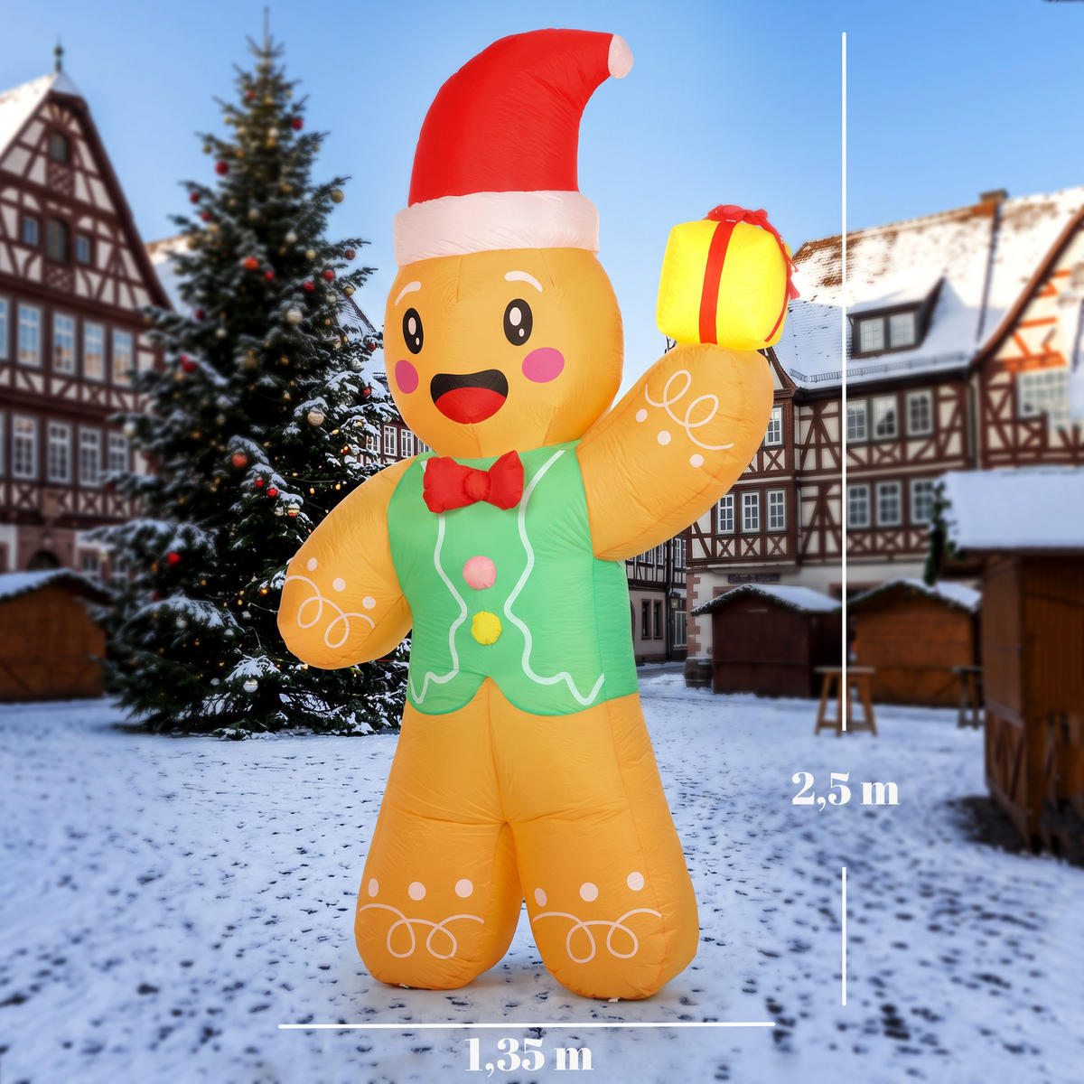 AUFBLASBARE Weihnachtsdekoration Polyester Hellbraun - Hellbraun, Textil (60/250/135cm) - Outsunny