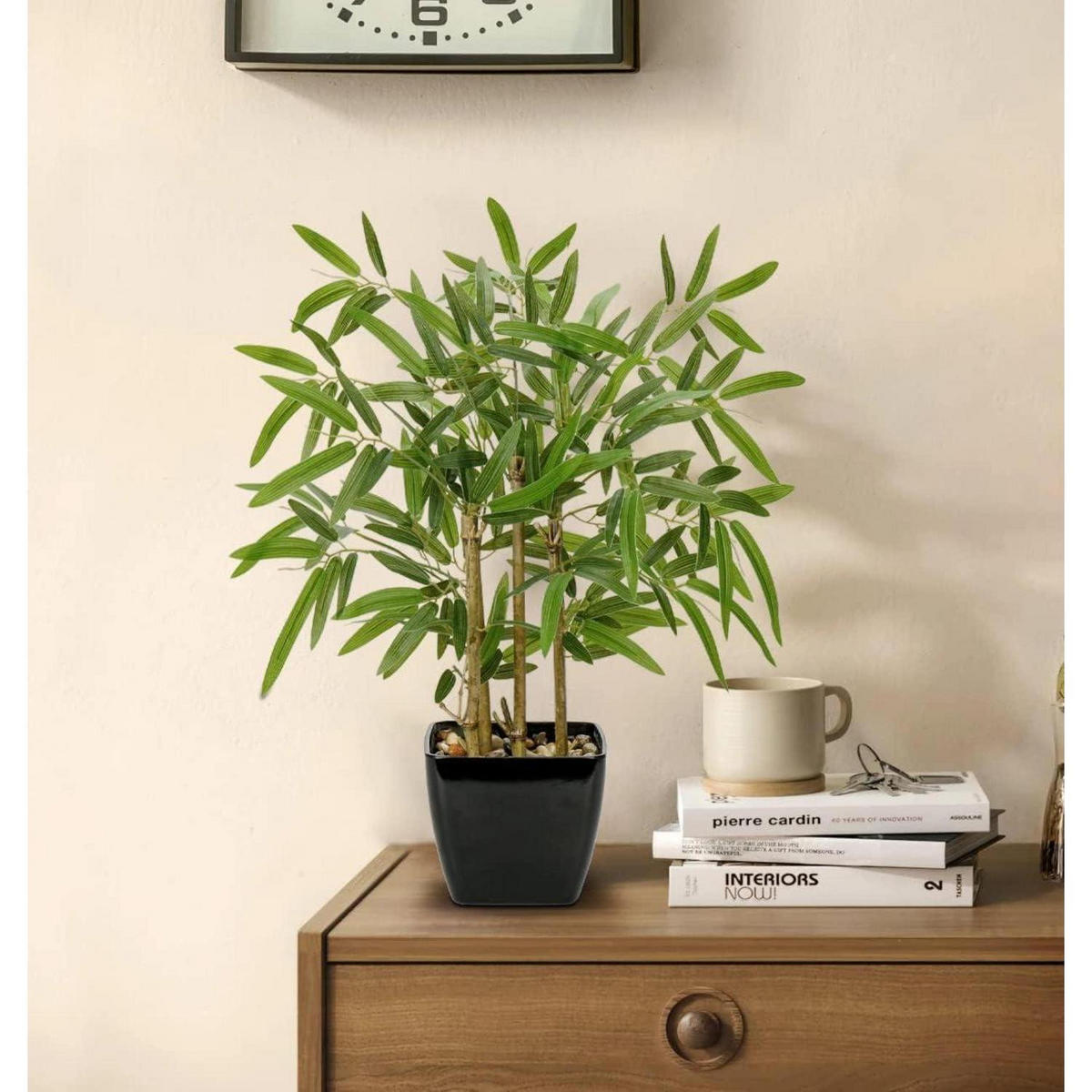 KUNSTPFLANZE Bambus 43 cm im schwarzen Topf - Grün, Kunststoff (42cm)