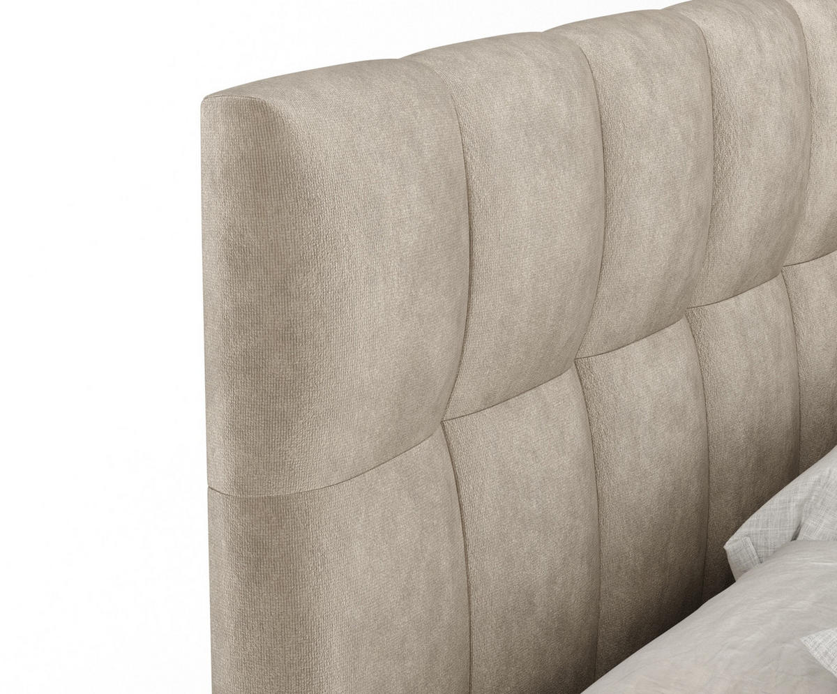 BOXSPRINGBETT Elisio Beige 200/200 cm mit Latex-Topper - Beige/Silberfarben, Holz/Holzwerkstoff (200/200cm) - Maison de Reve