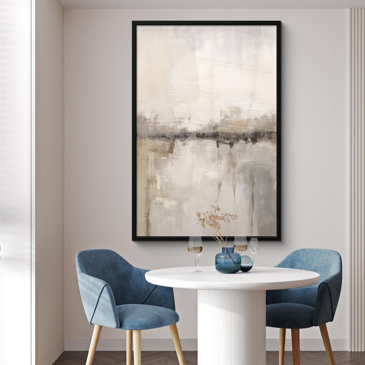 GERAHMTES BILD Moderne Kunst - Abstrakt - Beige 80x120 cm - Beige, Papier (80/120cm) - MuchoWow