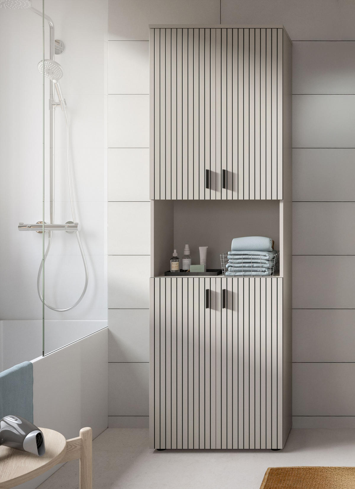 BADSCHRANK MONE (B/H/T: ca. 60/192/30 cm) in Kaschmir/Kaschmir - Kaschmir, Holzwerkstoff (60/192/30cm)