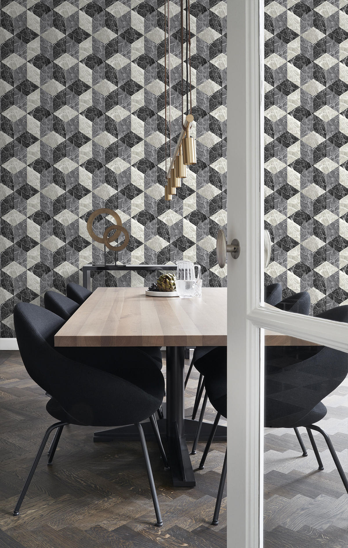TAPETE 3D Marmor Motiv 53 cm x 10.05 m - Schwarz, Papier (53/1000cm) - Origin Wallcoverings