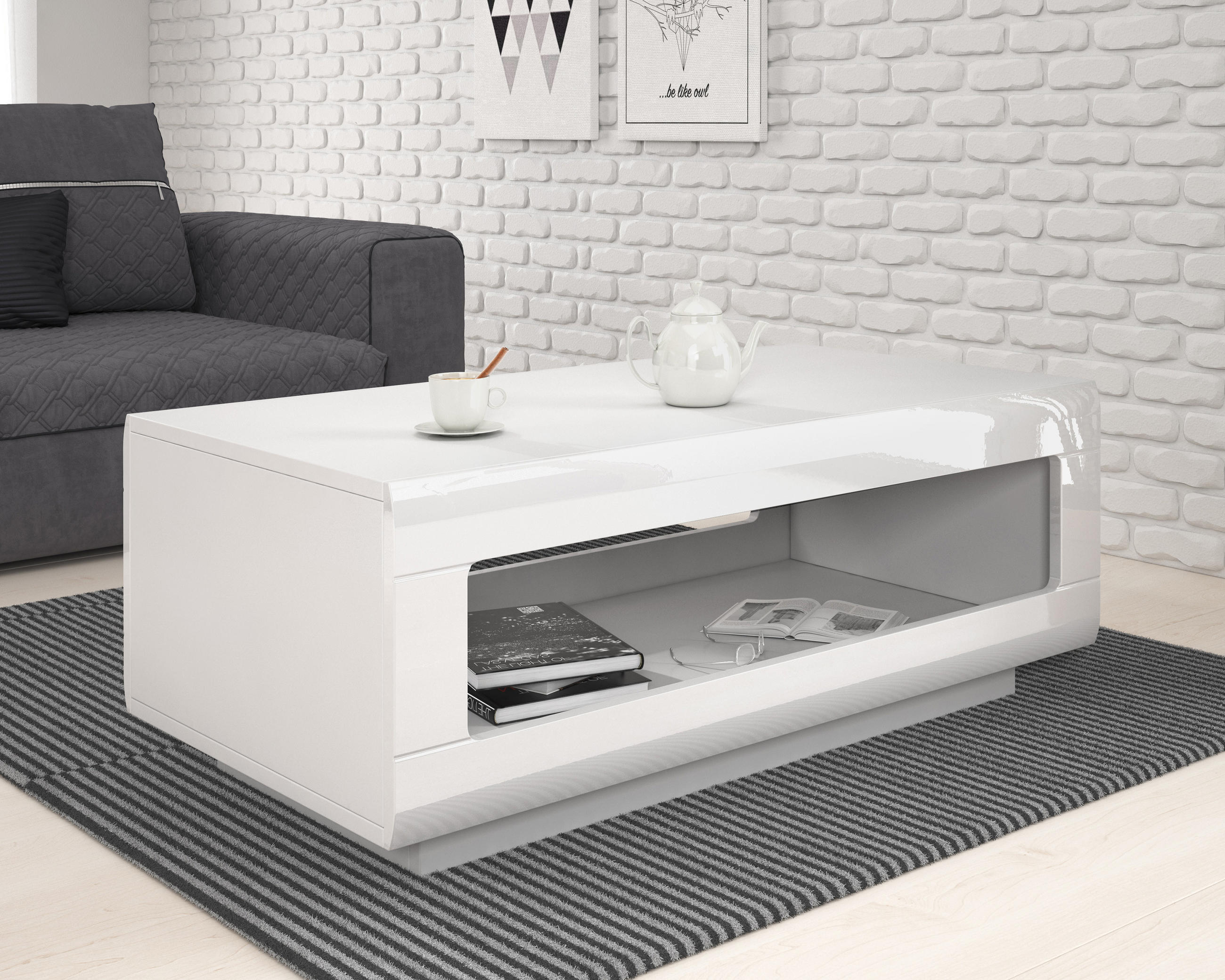 COUCHTISCH TULLIA 110/44/60 cm Weiß - Weiß, Holzwerkstoff (60/110/44cm) - MASSENO