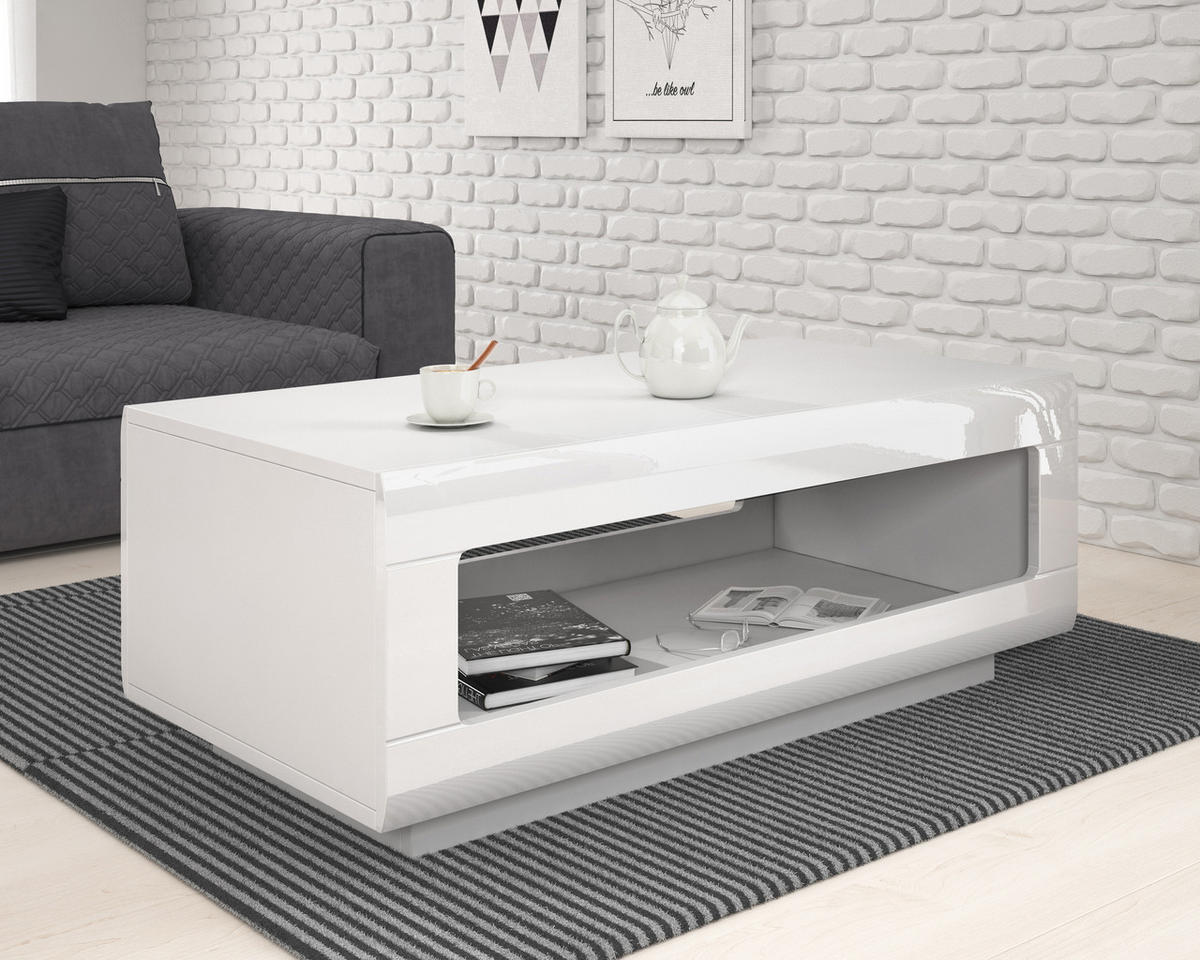 COUCHTISCH TULLIA 110/44/60 cm Weiß - Weiß, Holzwerkstoff (60/110/44cm) - MASSENO
