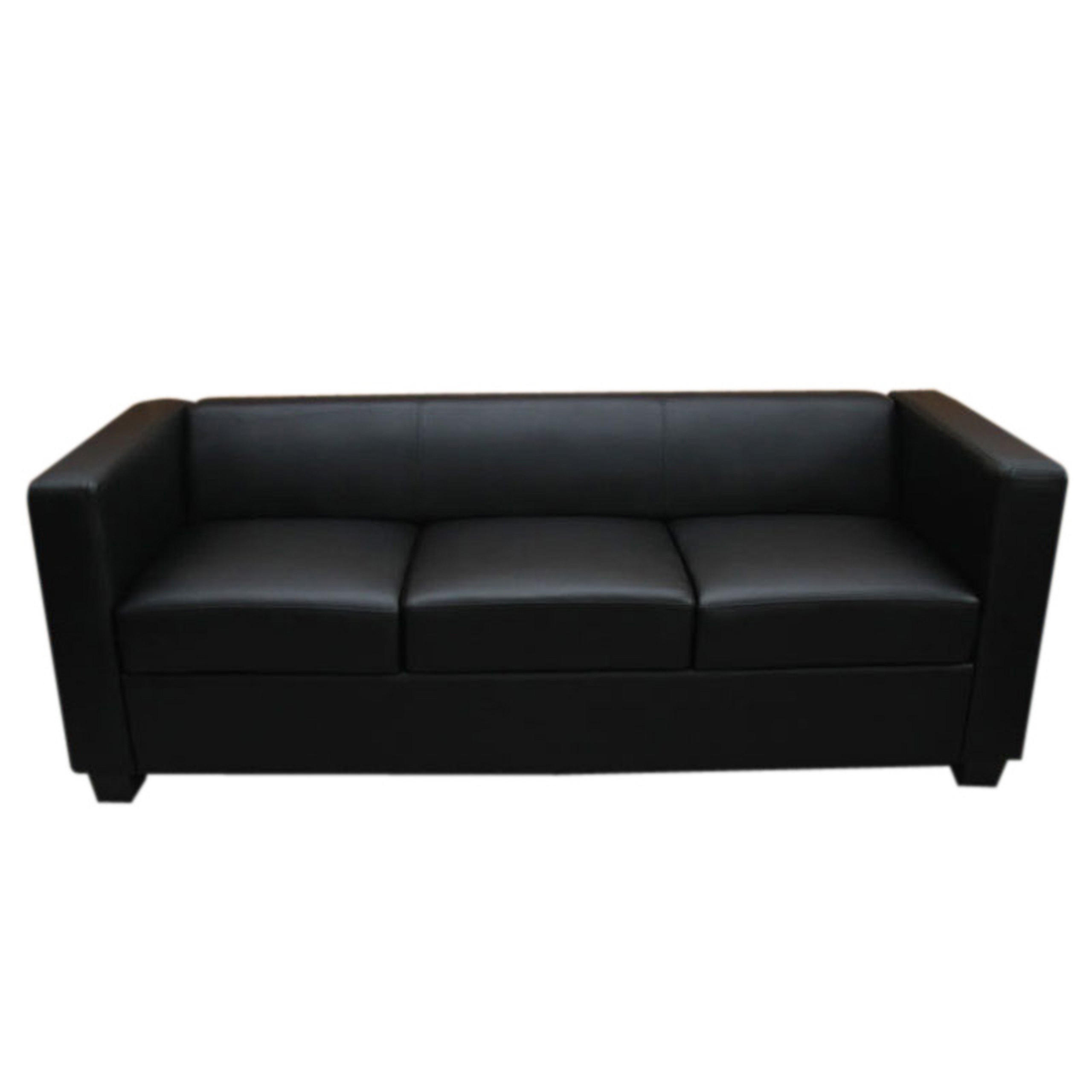 3ER SOFA Schwarz - Schwarz, Leder (191/70/75cm) - MCW