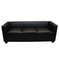 3ER SOFA Schwarz - Schwarz, Leder (191/70/75cm) - MCW