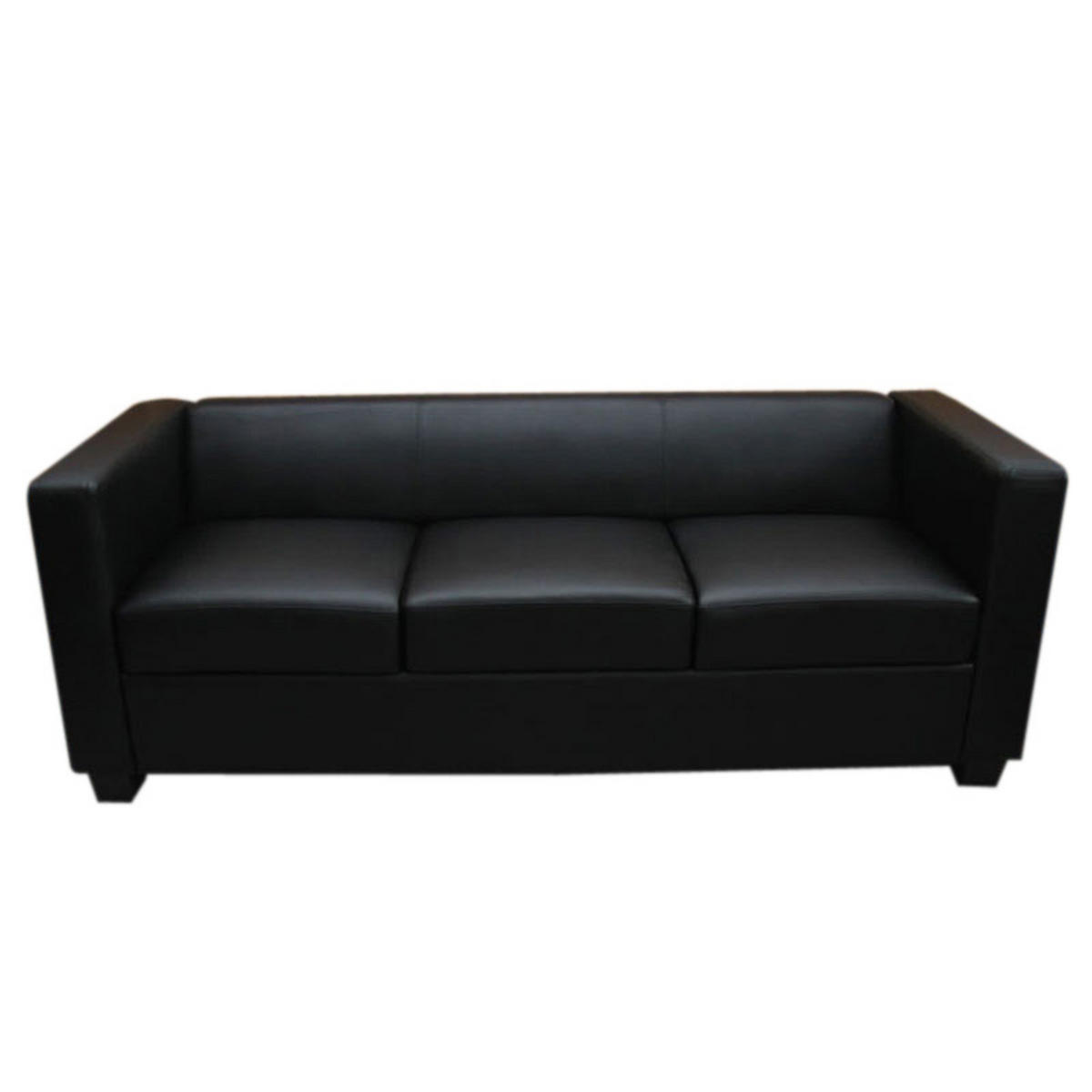 3ER SOFA Schwarz - Schwarz, Leder (191/70/75cm) - MCW