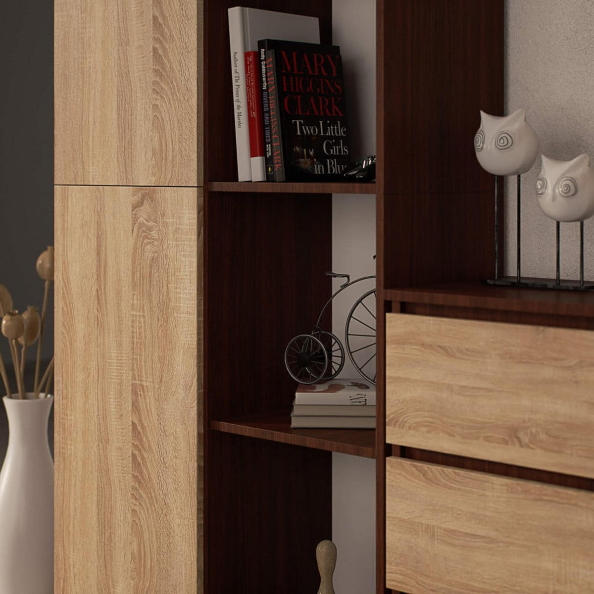 STANDREGAL Dunkelbraun, Eiche Sonoma 180/80/35 - Dunkelbraun, Holzwerkstoff (80/180/35cm) - RAUMHIRSCH FURNITURE