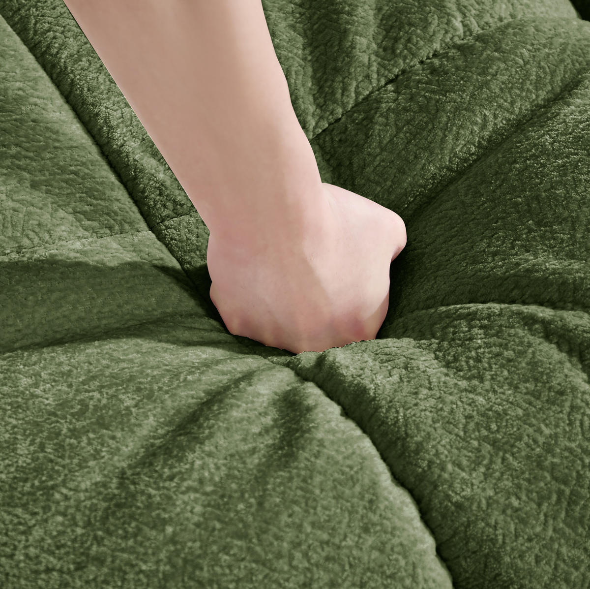 SOFA 190/86/90 cm in Grün aus Chenille mit modularem Stecksystem - Grün, Textil (86/90/190cm) - Flora Grace