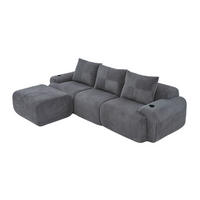 SOFA 268/174/80 cm in Dunkelgrau mit Cupholder und Tasche - Dunkelgrau, Textil (174/80/268cm) - Flora Grace