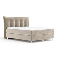 BOXSPRINGBETT Minori Beige 200/200 cm mit Latex-Topper - Beige/Silberfarben, Holz/Holzwerkstoff (200/200cm) - Maison de Reve