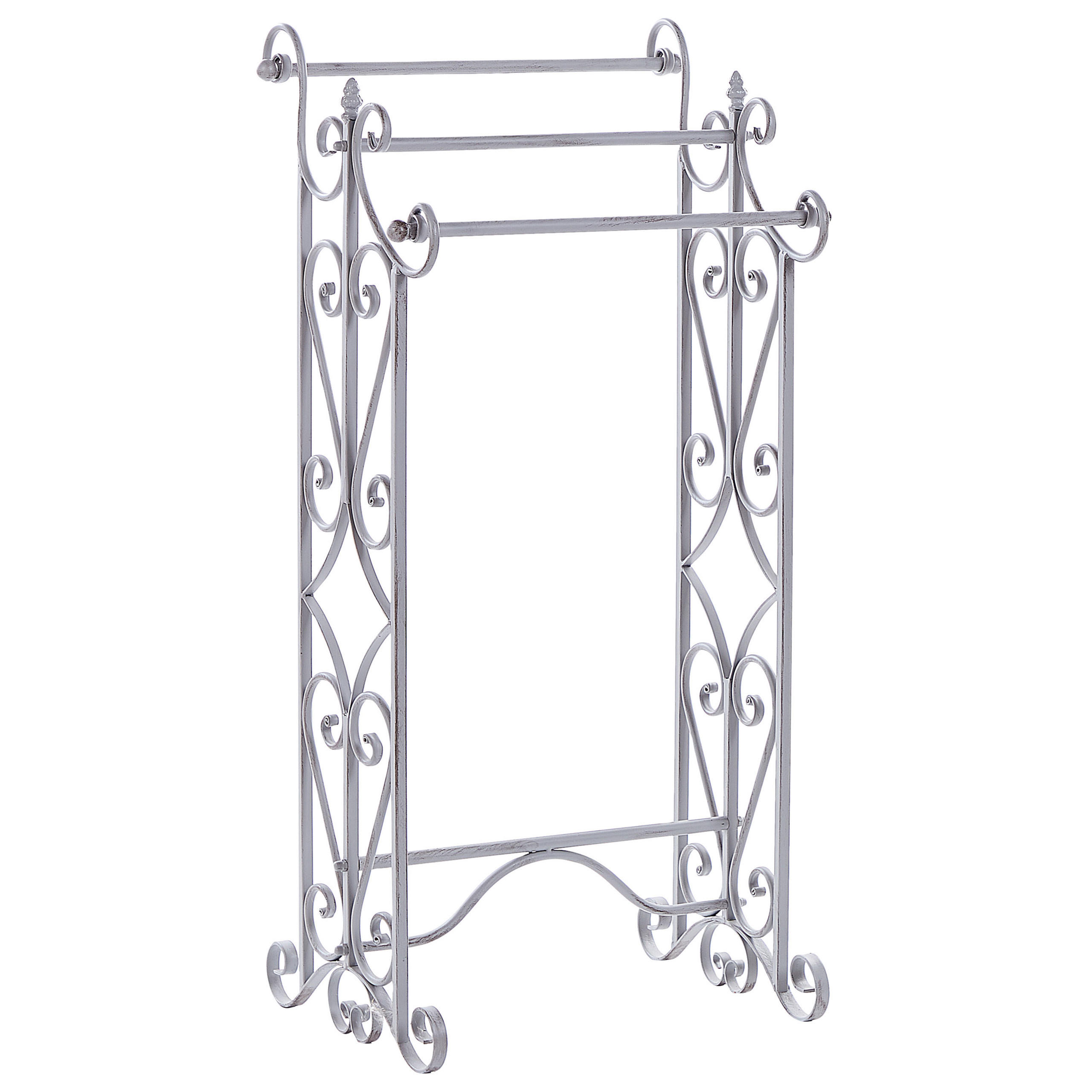 HANDTUCHSTÄNDER Antik Optik grau 45 x 90 cm Chillan - Grau, Metall (27/90/34cm) - Beliani