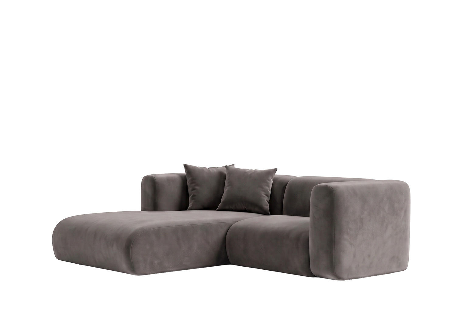 ECKSOFA L-Form mini, Velvet-Stoff Bluvel, Aschgrau, Links, GRETA - Grau, Holz (226/179cm) - Kaiser Möbel
