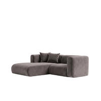 ECKSOFA L-Form mini, Velvet-Stoff Bluvel, Aschgrau, Links, GRETA - Grau, Holz (226/179cm) - Kaiser Möbel