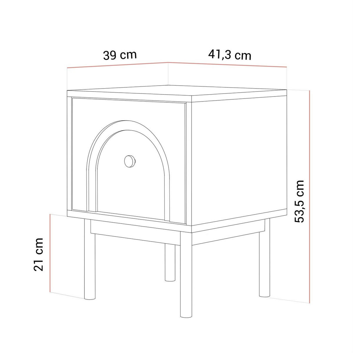NACHTTISCH LIBERTY auf Holzbeinen schwarz - Schwarz, Holzwerkstoff (41.3/53.5/39cm) - Lookway