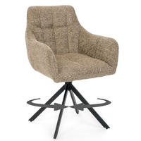 STUHL FANO X drehbar gepolsterter mit Steppung - beige - Boucle - Sandfarben/Beige, Textil/Metall (58/83/59cm) - NEW HOME