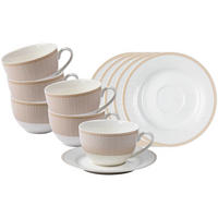 KAFFEETASSEN MIT UNTERTASSEN Geo beige 250 ml 6er Set - Beige, Keramik (15.5/8/15.5cm) - Ritzenhoff Breker