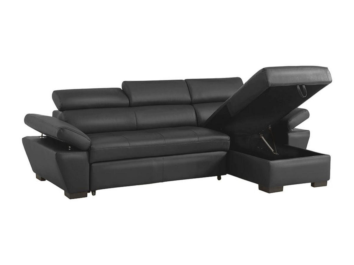 ECKSOFA Leder mit Schlaffunktion - Ecke Rechts - Anthrazit - JONOVA - Anthrazit, Leder (154/256cm) - Vente-Unique