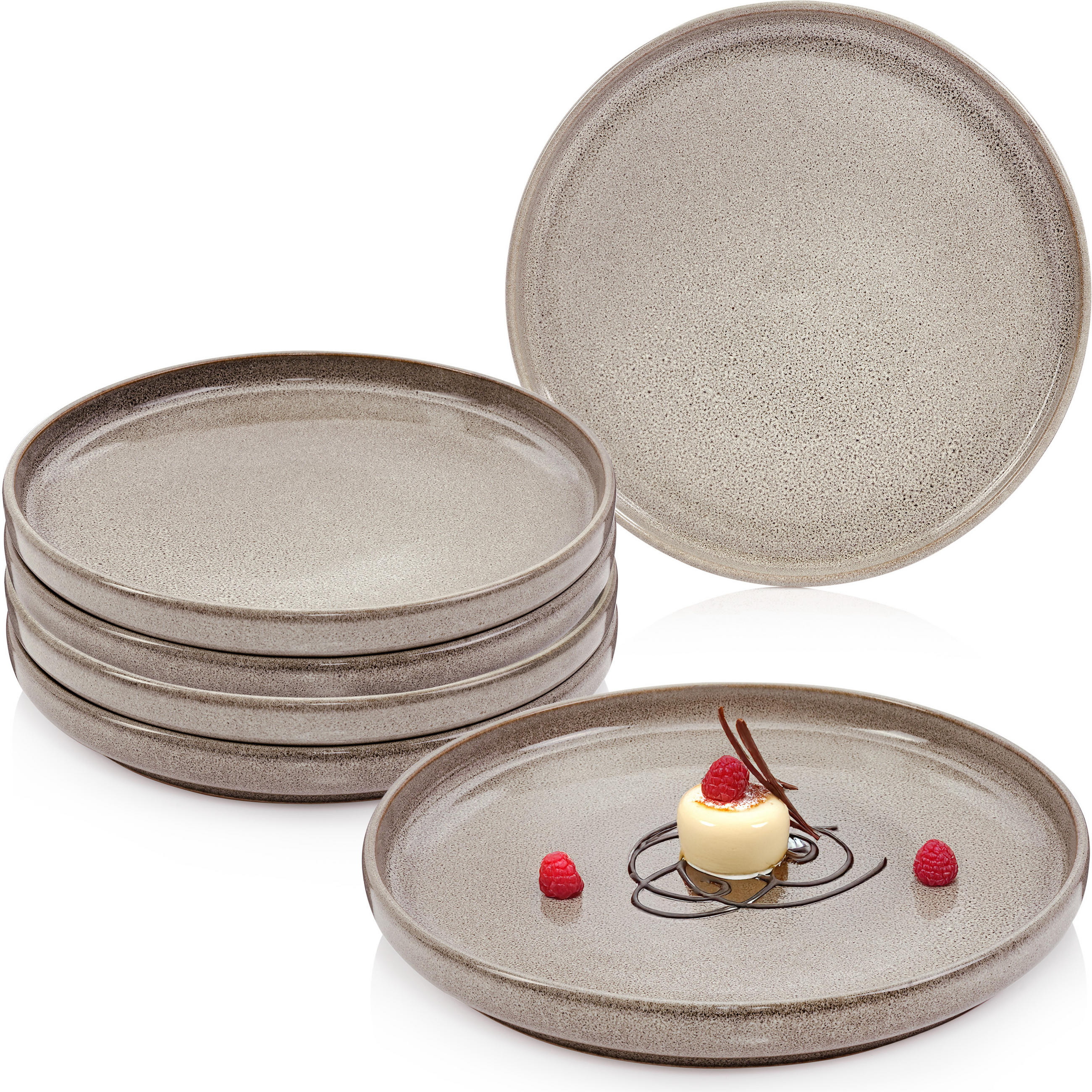DESSERTTELLER SET KAIRO CLAY - 6 teilig aus Steingut - Grau, Keramik (27.5cm) - Sänger