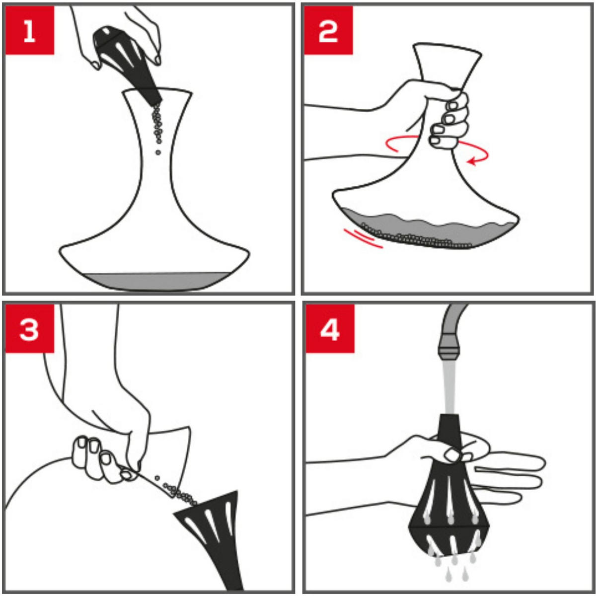 REINIGUNGSKUGELN Bilbo für Dekanter & Karaffen - Schwarz, Metall (2/5/2cm) - PEUGEOT