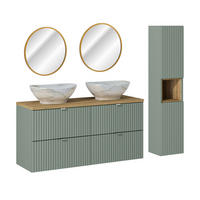 KOUPELNOVÝ NÁBYTEK 120.4cm Jade 2er-Set Zelená a dřevo - zelená barva, kompozitní dřevo (120.4/59/40cm) - Petits-meubles