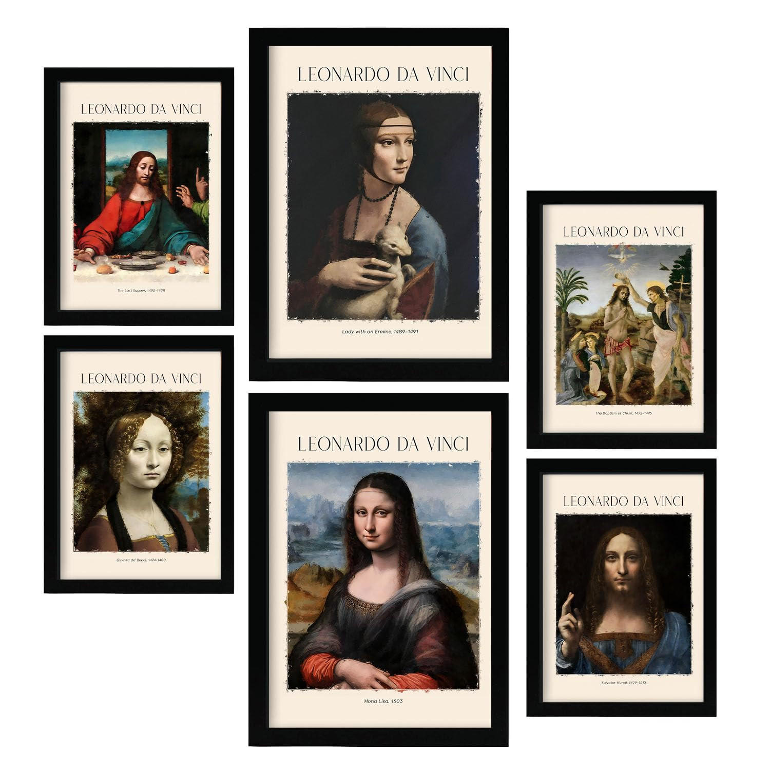 POSTER Set Mit 6 Da Vinci Größe A3 & A4 Rahmenlos - Klar, Papier (29.7/1cm) - Nacnic