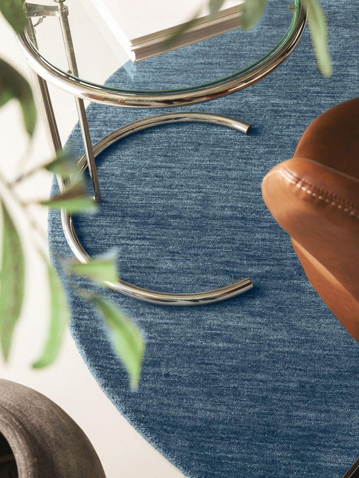 WOLLTEPPICH Jamal Blau ø 120 cm rund - Blau, Textil (120/120cm) - benuta Nest