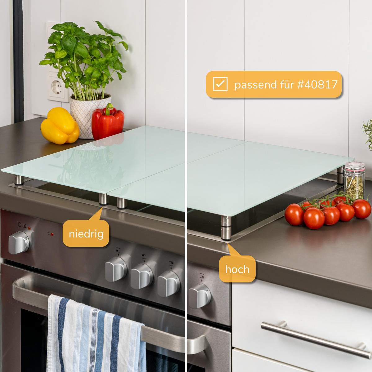 HERDABDECKPLATTEN-ERSATZFUß 4er-Set - Edelstahlfarben, Metall (2/5.5/2cm) - bremermann