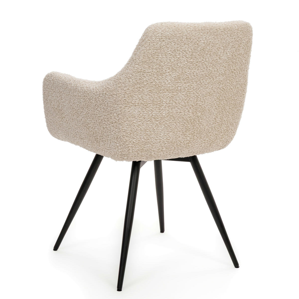 STUHL FANO drehbar gepolsterter mit Steppung - creme - Boucle - Creme/Schwarz, Textil/Metall (58/83/59cm) - NEW HOME