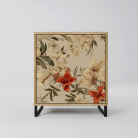SIDEBOARD BLOOMING HARMONY, Eichefarben, 57,5x42x67,5 cm, Schwarze Metall-Rahmenfüße - Eichefarben/Multicolor, Holzwerkstoff/Metall (57.5/67.5/42cm) - SpaceRebels