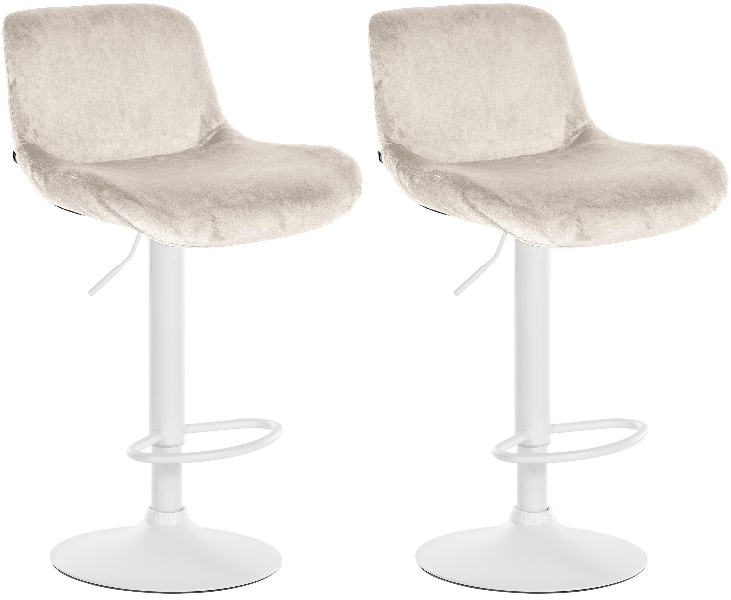 BARHOCKER 2er Set Samt Creme - Creme/Weiß, Textil/Metall (50/85/50cm) - CLP