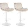 BARHOCKER 2er Set Samt Creme - Creme/Weiß, Textil/Metall (50/85/50cm) - CLP