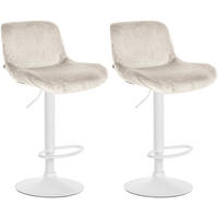 BARHOCKER 2er Set Samt Creme - Creme/Weiß, Textil/Metall (50/85/50cm) - CLP