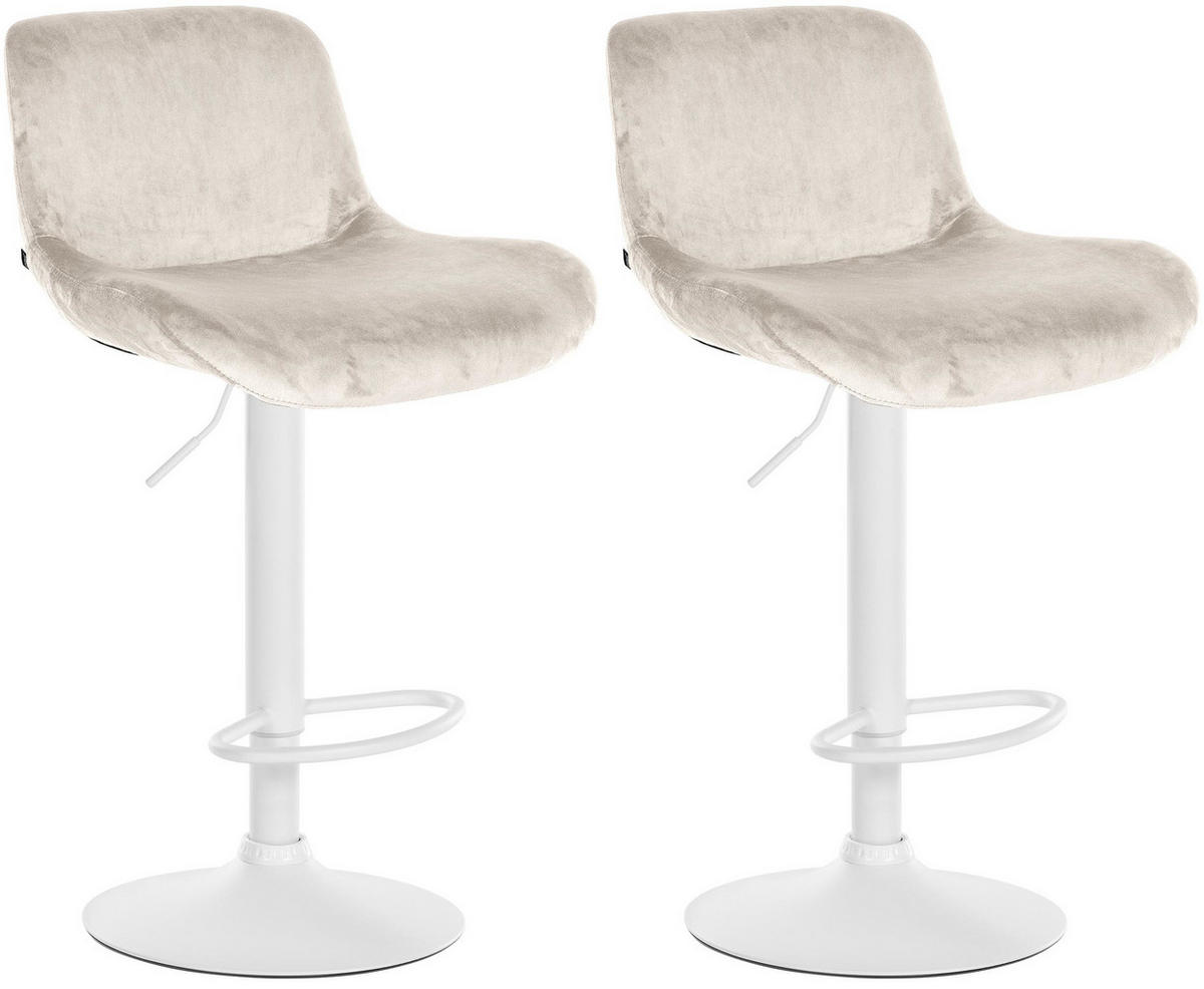 BARHOCKER 2er Set Samt Creme - Creme/Weiß, Textil/Metall (50/85/50cm) - CLP