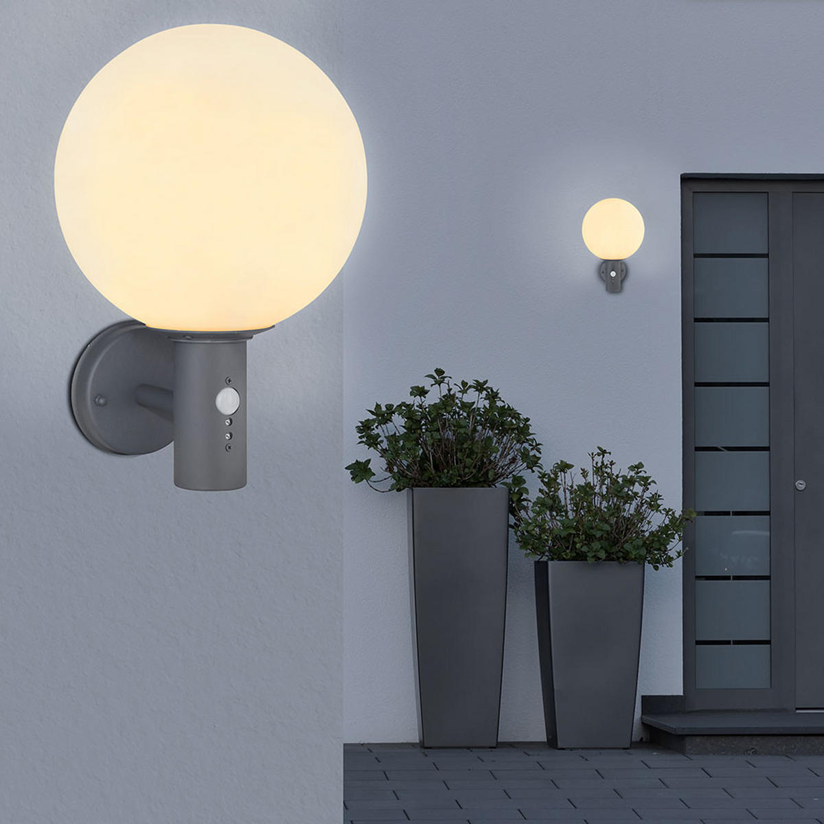 LED AUSSEN-WANDLEUCHTE OSSY Anthrazit Glas - Anthrazit, Glas (26.5/37/25cm) - Globo Lighting