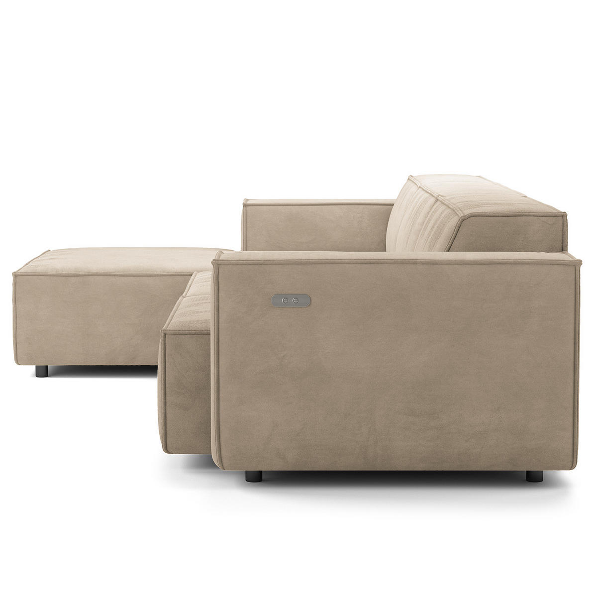 ECKSOFA mit Longchair - Beige/Schwarz, Kunststoff/Textil (294/177cm) - home24