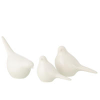 DEKOOBJEKT 3 VOGEL GLTIZEND Weiß - Weiß, Keramik (11/17/18cm) - J-Line