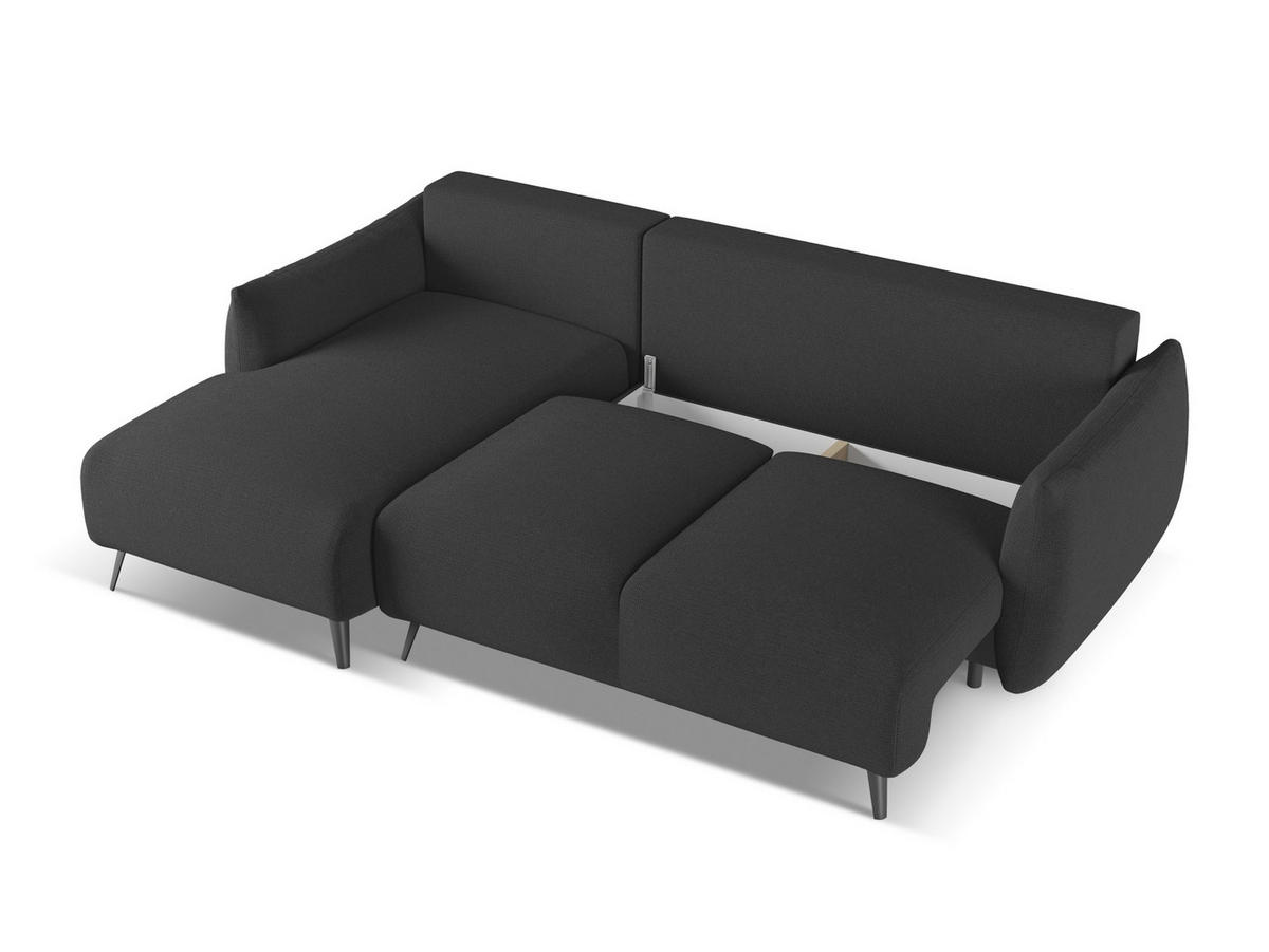 ECKSOFA mit Schlaffunktion Chenille Stoff Schwarz - Anthrazit/Schwarz, Textil/Metall (162/242cm) - Makamii