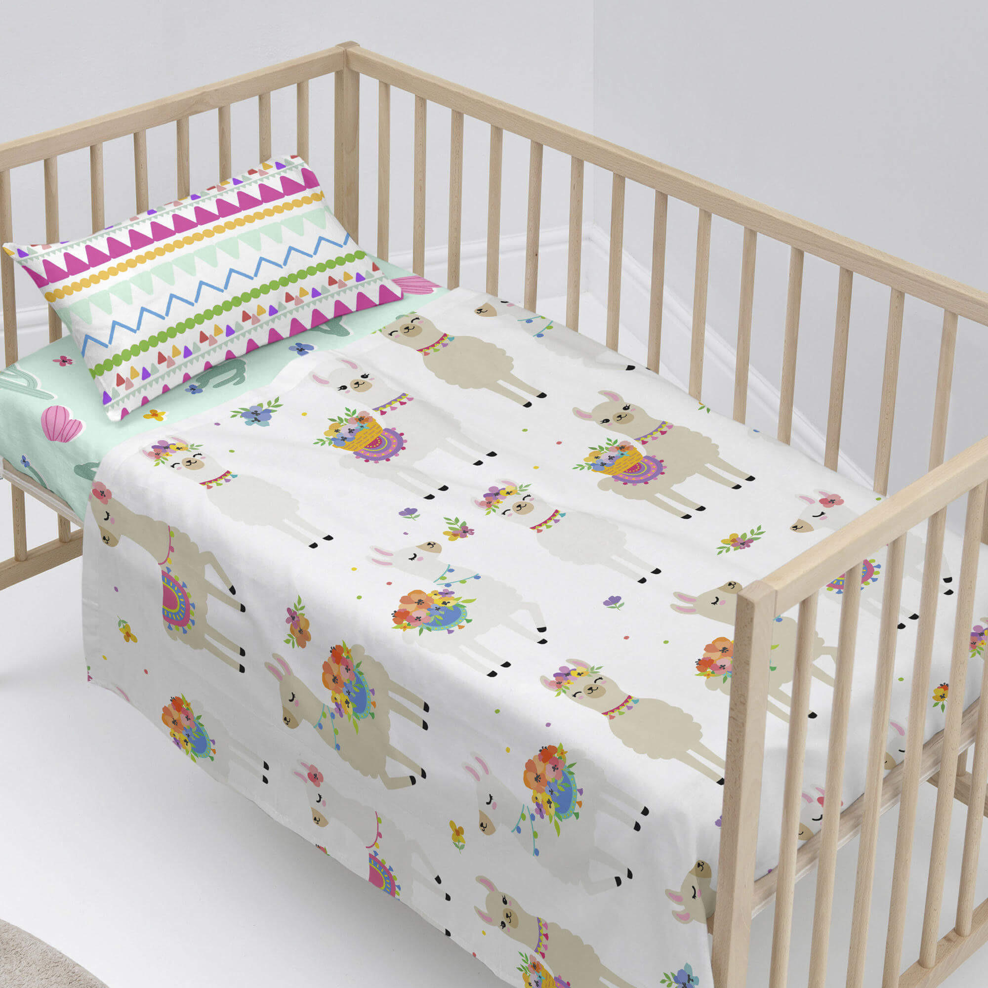BETTWÄSCHE 2er-Set teiliges cute llamas 120x180 cm (kinderbett) mehrfarbig - Multicolor, Textil (120/180cm) - Happy Friday