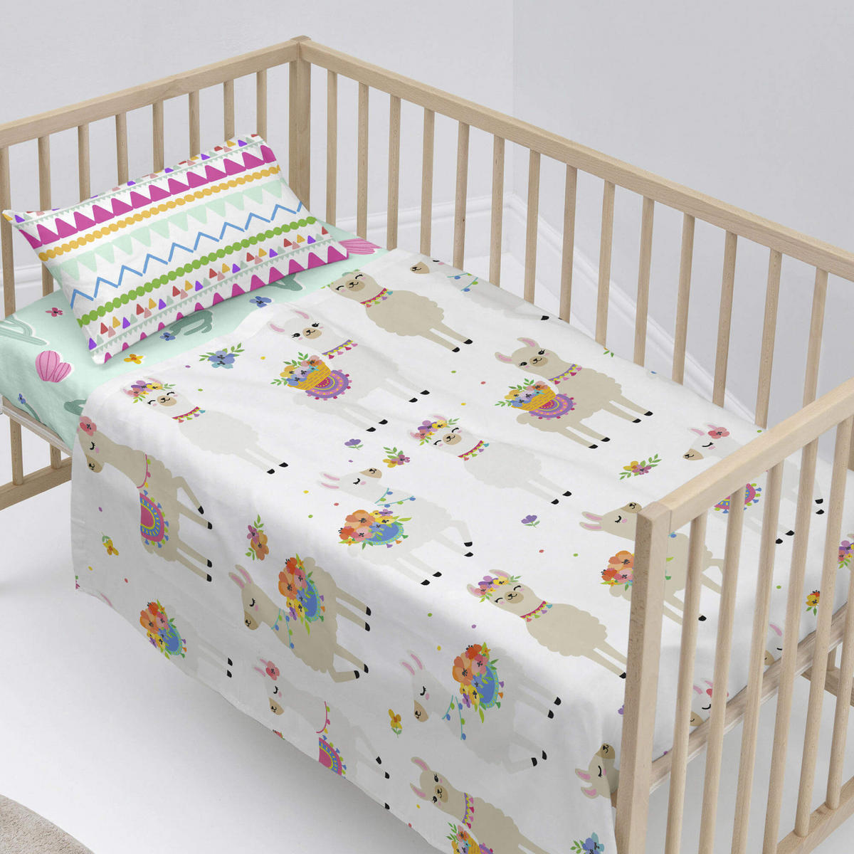 BETTWÄSCHE 2er-Set teiliges cute llamas 120x180 cm (kinderbett) mehrfarbig - Multicolor, Textil (120/180cm) - Happy Friday