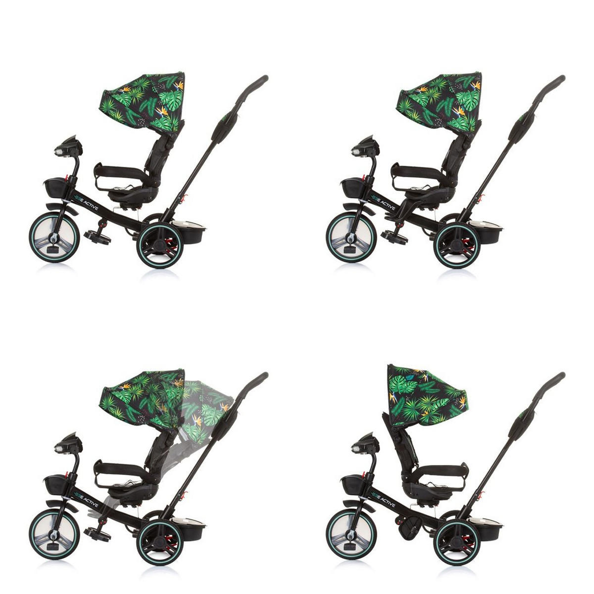 DREIRAD Be Active 2 in 1 grün Sitz drehbar Musik Licht drehbar - Grün, Metall (117/50/96cm) - Chipolino